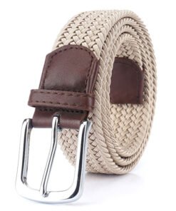 Casual Golf Braided Fabric Stretch Jeans Men Elastic Belt