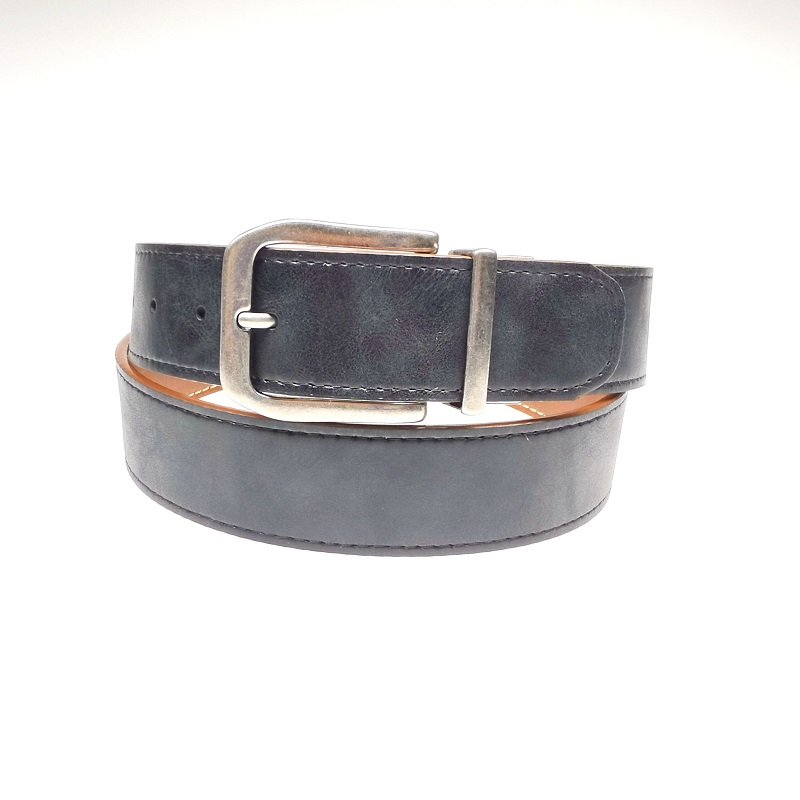 Black Brown Double Side Reversible Rotated Buckle PU Leather Belt for Men