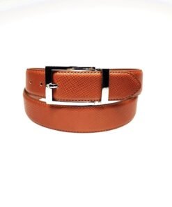 Classic Brown PU Leather Dress Mens Belt with Clip Pin Buckle
