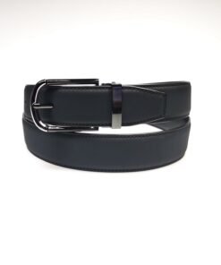 Black Pin Buckle PU Belt for Men with Clips for Jeans