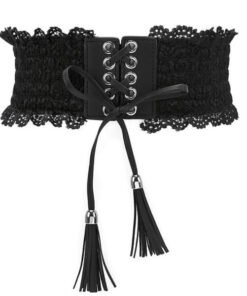 Women's Lace Elastic Belt Wide String Designer Waist Belt for Dress