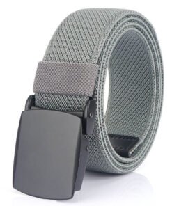 Webbing Military Tactical Nylon Elastic Belt with Black Plastic Buckle for Men