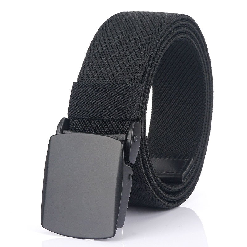 Webbing Military Tactical Nylon Elastic Belt with Black Plastic Buckle for Men - Image 3