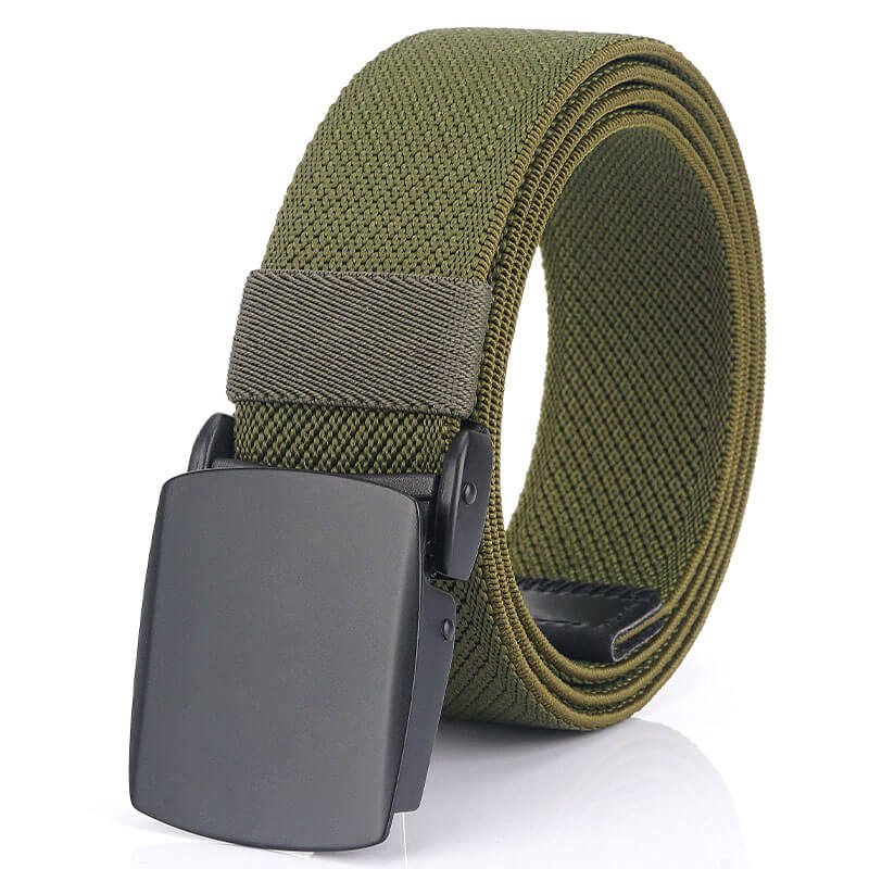 Webbing Military Tactical Nylon Elastic Belt with Black Plastic Buckle for Men - Image 4
