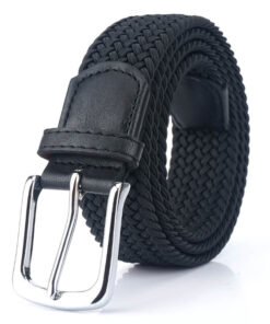 Mens Casual Knitted Pin Buckle Belt Woven Elastic Braided Stretch Belts