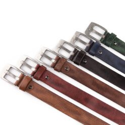 Alternative view of Distressed Genuine Leather Single Prong Buckle Belt LA2093