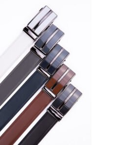 Alternative view of Black Dress Formal Split Leather Mens Belts Ratchet Automatic Buckle Belt