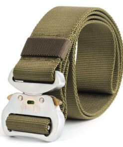 Mens Nylon Outdoor Tactical Military Belt with Fashion Metal Buckle
