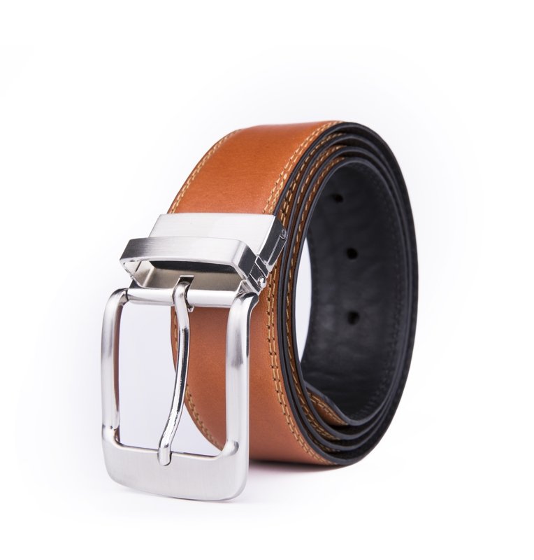 Reversible Genuine Leather Single Prong Buckle Belt LA2008 - Image 6