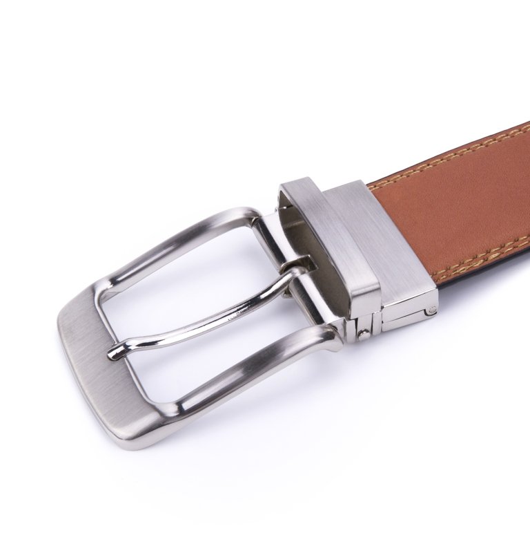 Reversible Genuine Leather Single Prong Buckle Belt LA2008 - Image 8