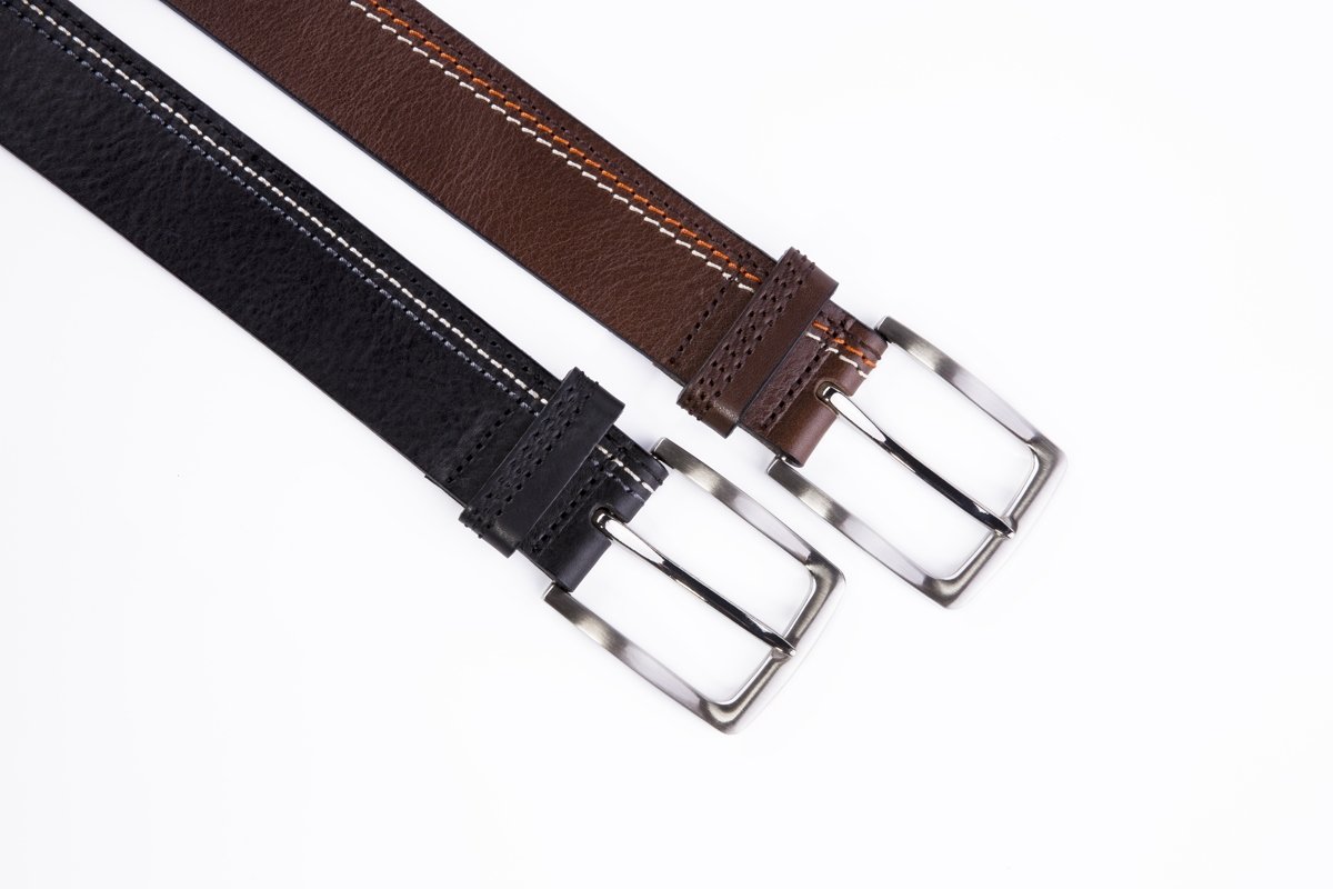 Split Leather Single Prong Buckle Belt LA2013 - Image 6