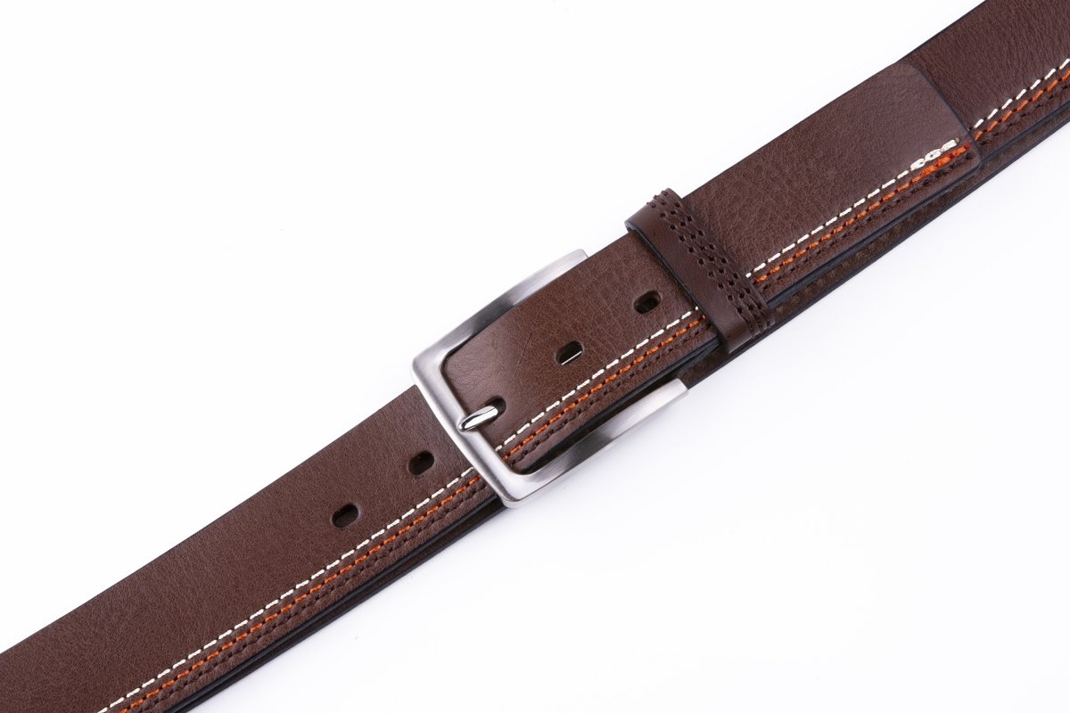 Split Leather Single Prong Buckle Belt LA2013 - Image 10