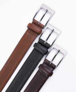 Alternative view of Casual Black Debossed PU Leather Belt for Men