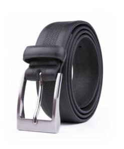 Casual Black Debossed PU Leather Belt for Men