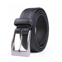 Casual Black Debossed PU Leather Belt for Men