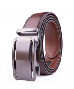 Dress Black Genuine Leather Belt Ratchet Automatic Buckle Belt