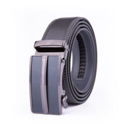 Black Dress Formal Split Leather Mens Belts Ratchet Automatic Buckle Belt