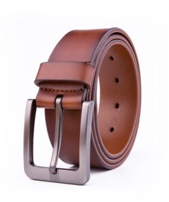 Wide Casual Dress Black Full Grain Genuine Leather Belt for Men