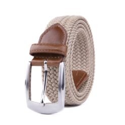 Casual Golf Braided Fabric Stretch Jeans Men Elastic Belt LA1197