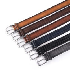 Alternative view of Vintage Lattice Embossed PU Leather Belt LA1232