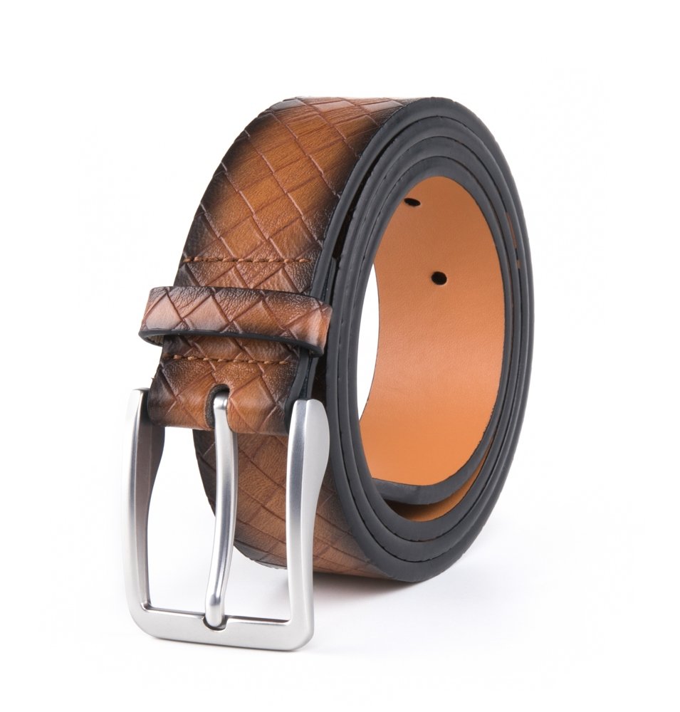 Vintage Lattice Embossed PU Leather Belt LA1232
