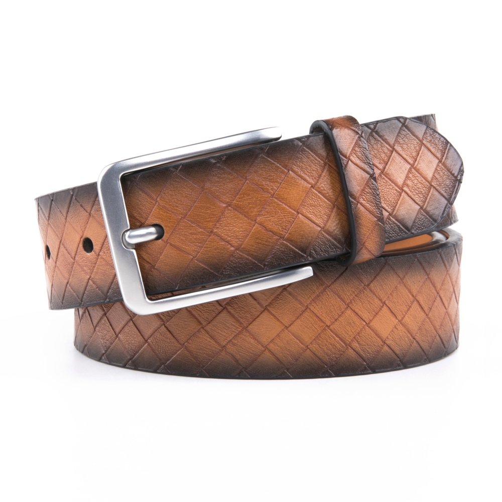 Vintage Lattice Embossed PU Leather Belt LA1232 - Image 11