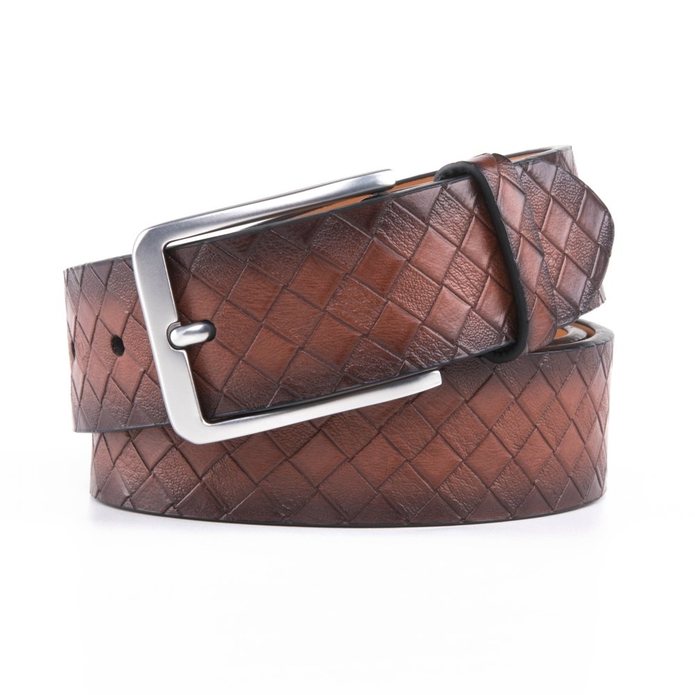 Vintage Lattice Embossed PU Leather Belt LA1232 - Image 18
