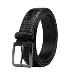 Croc‑Embossed Leather Single Prong Buckle Belt LA1240