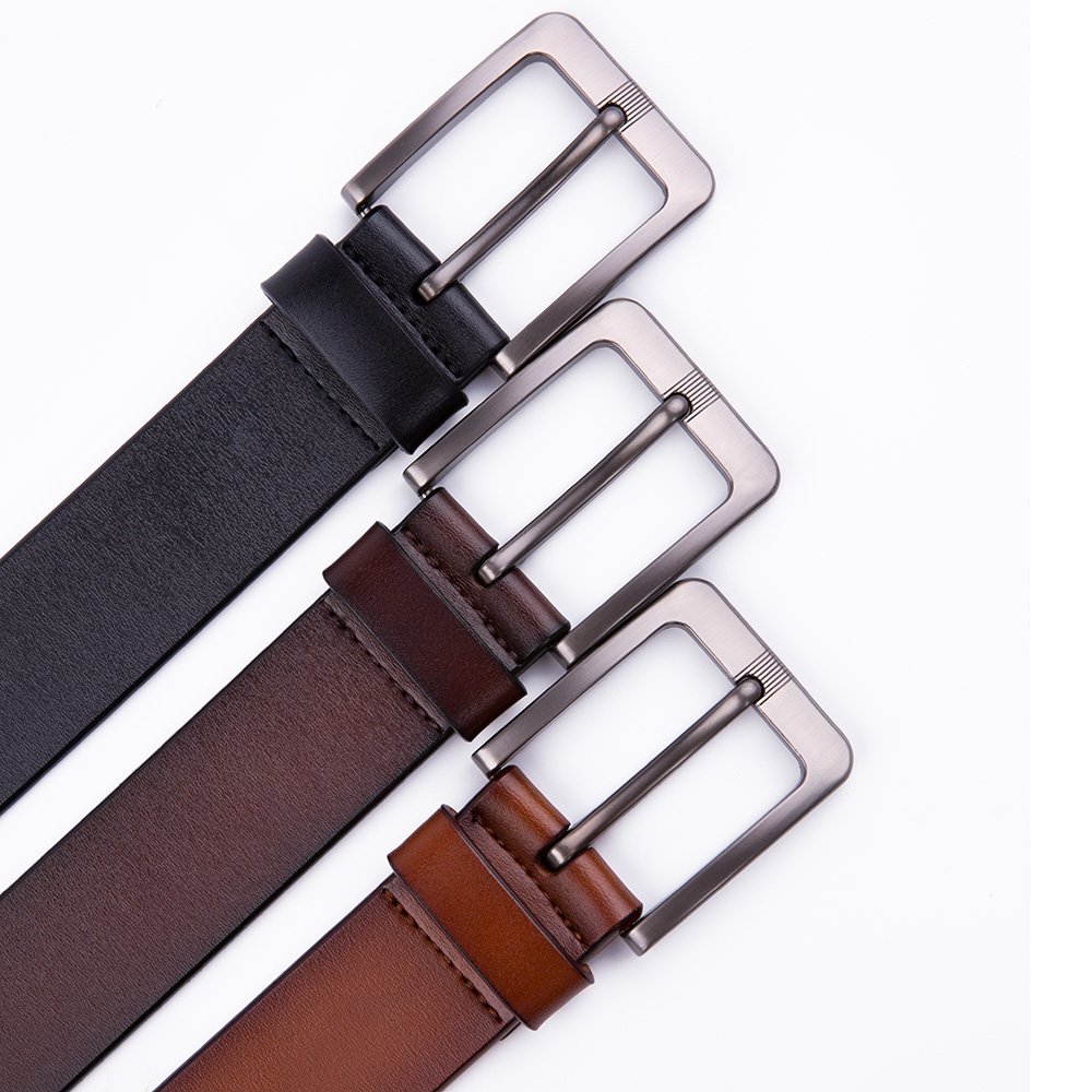 Wide Casual Dress Black Full Grain Genuine Leather Belt for Men LA2070 - Image 2