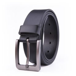 Alternative view of Wide Casual Dress Black Full Grain Genuine Leather Belt for Men LA2070