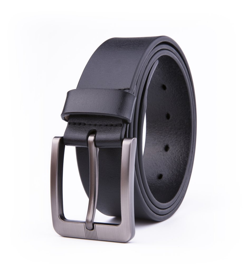 Wide Casual Dress Black Full Grain Genuine Leather Belt for Men LA2070 - Image 3