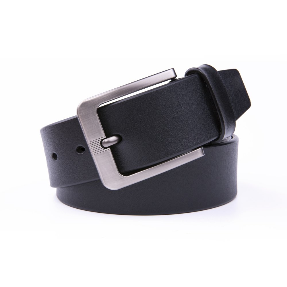 Wide Casual Dress Black Full Grain Genuine Leather Belt for Men LA2070 - Image 4