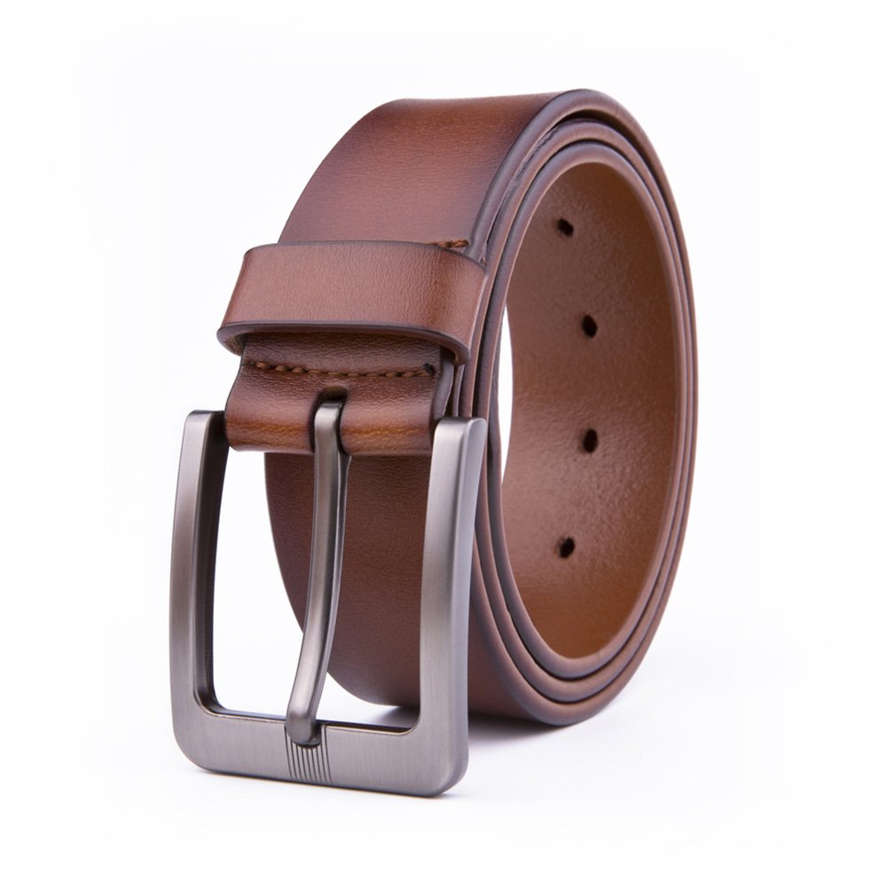 Wide Casual Dress Black Full Grain Genuine Leather Belt for Men LA2070