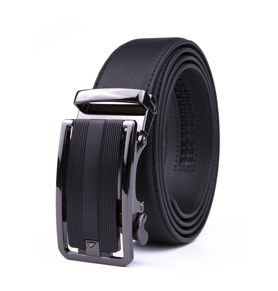 Dress Black Mens Genuine Leather Belt Slide Belt LA2072 - Image 2