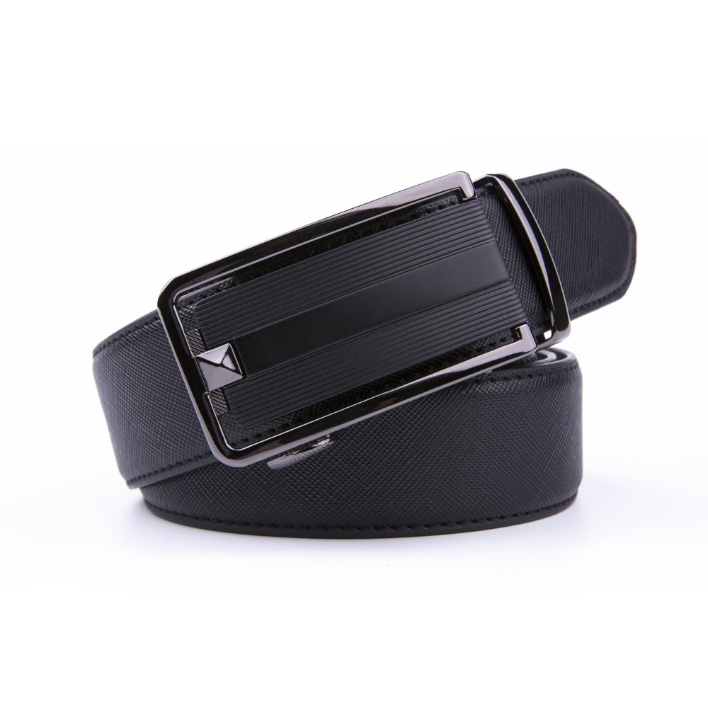 Dress Black Mens Genuine Leather Belt Slide Belt LA2072 - Image 3