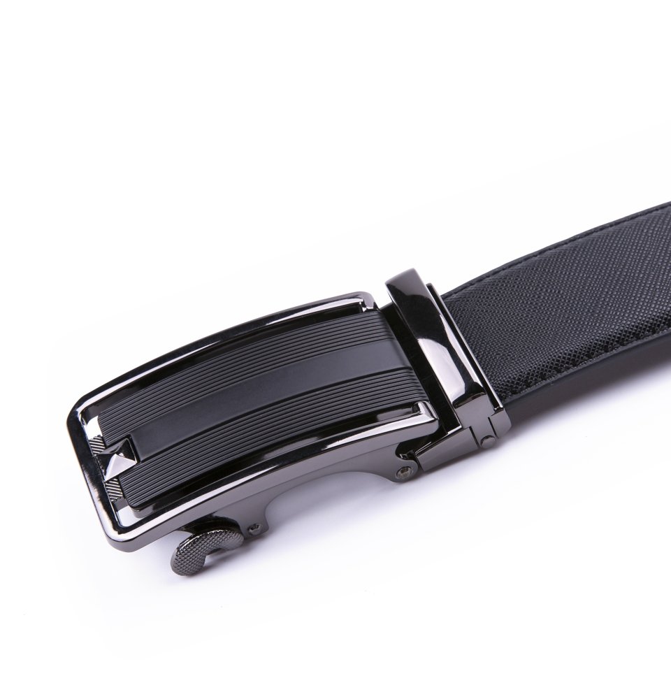 Dress Black Mens Genuine Leather Belt Slide Belt LA2072 - Image 4