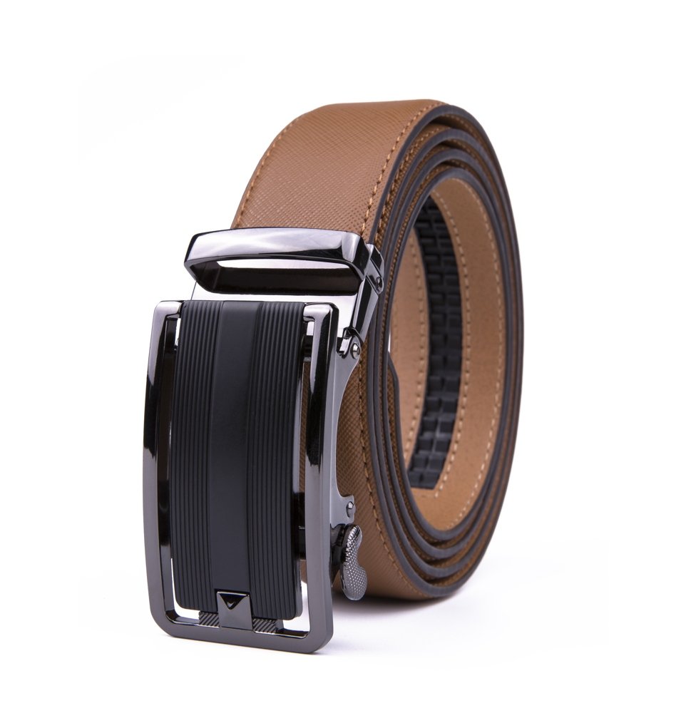 Dress Black Mens Genuine Leather Belt Slide Belt LA2072