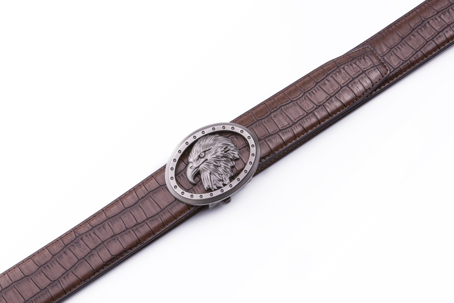 Eagle Antique Silver Retro Westen Crocodile Automatic Mens Leather Belt LA2075 - Image 10