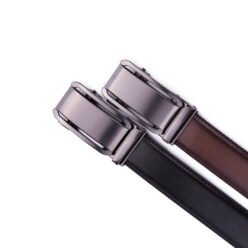 Alternative view of Dress Black Genuine Leather Belt Ratchet Automatic Buckle Belt LA2078