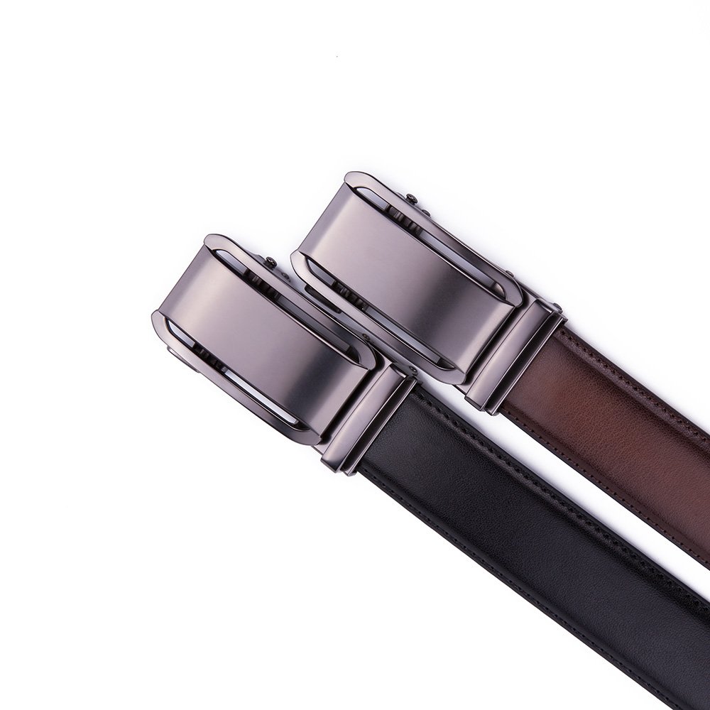 Dress Black Genuine Leather Belt Ratchet Automatic Buckle Belt LA2078 - Image 2