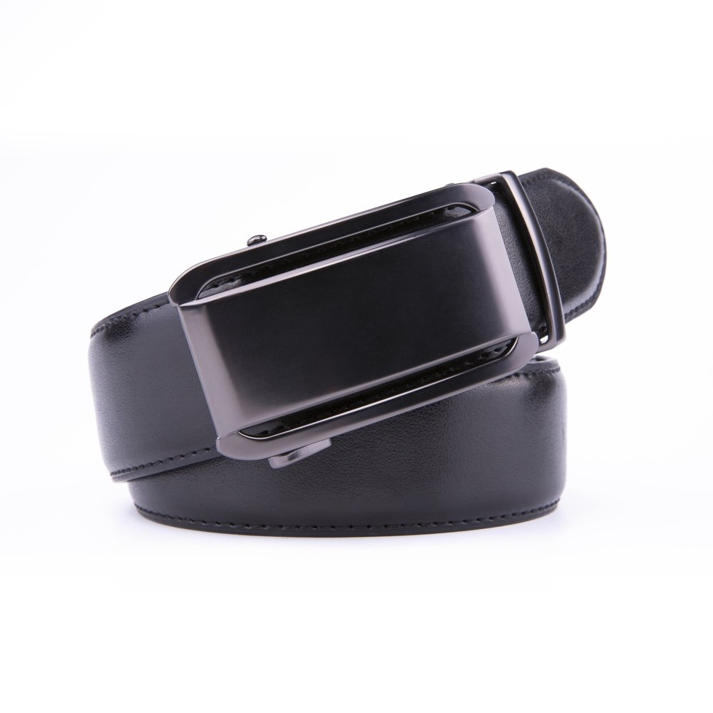 Dress Black Genuine Leather Belt Ratchet Automatic Buckle Belt LA2078 - Image 4