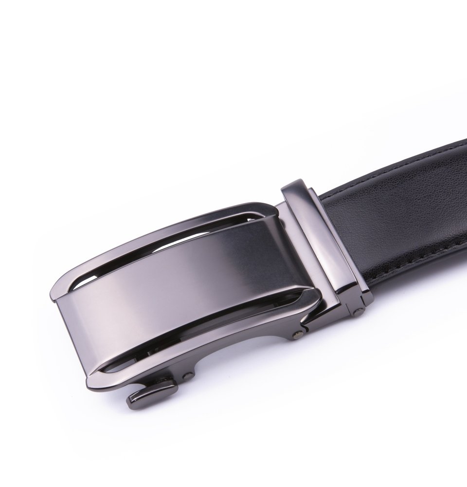 Dress Black Genuine Leather Belt Ratchet Automatic Buckle Belt LA2078 - Image 5