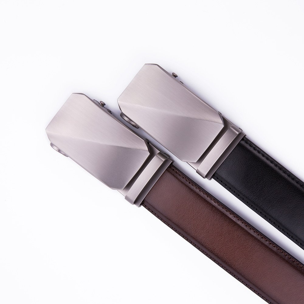 Leather Mens Belts Ratchet Automatic Buckle Belt LA2079 - Image 2
