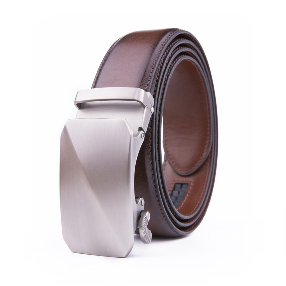 Leather Mens Belts Ratchet Automatic Buckle Belt LA2079