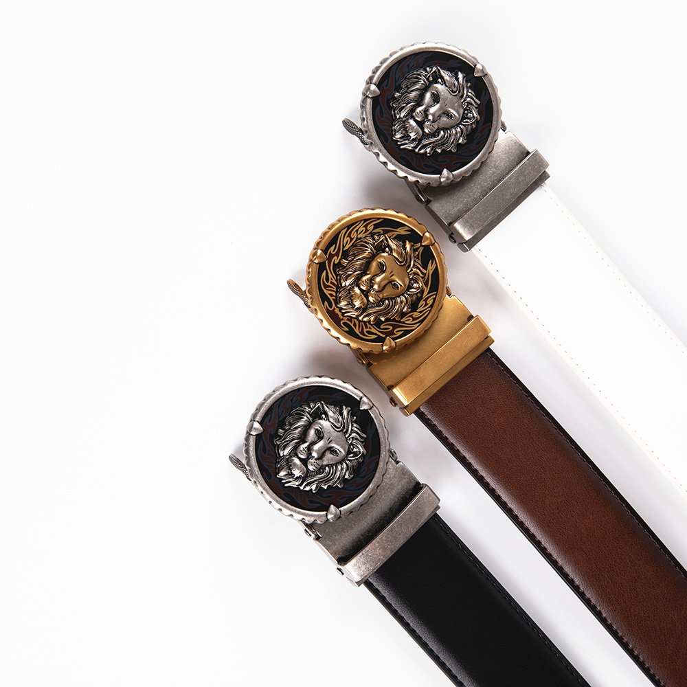 Black Lion Retro Western Automatic Mens Leather Belt - Image 2