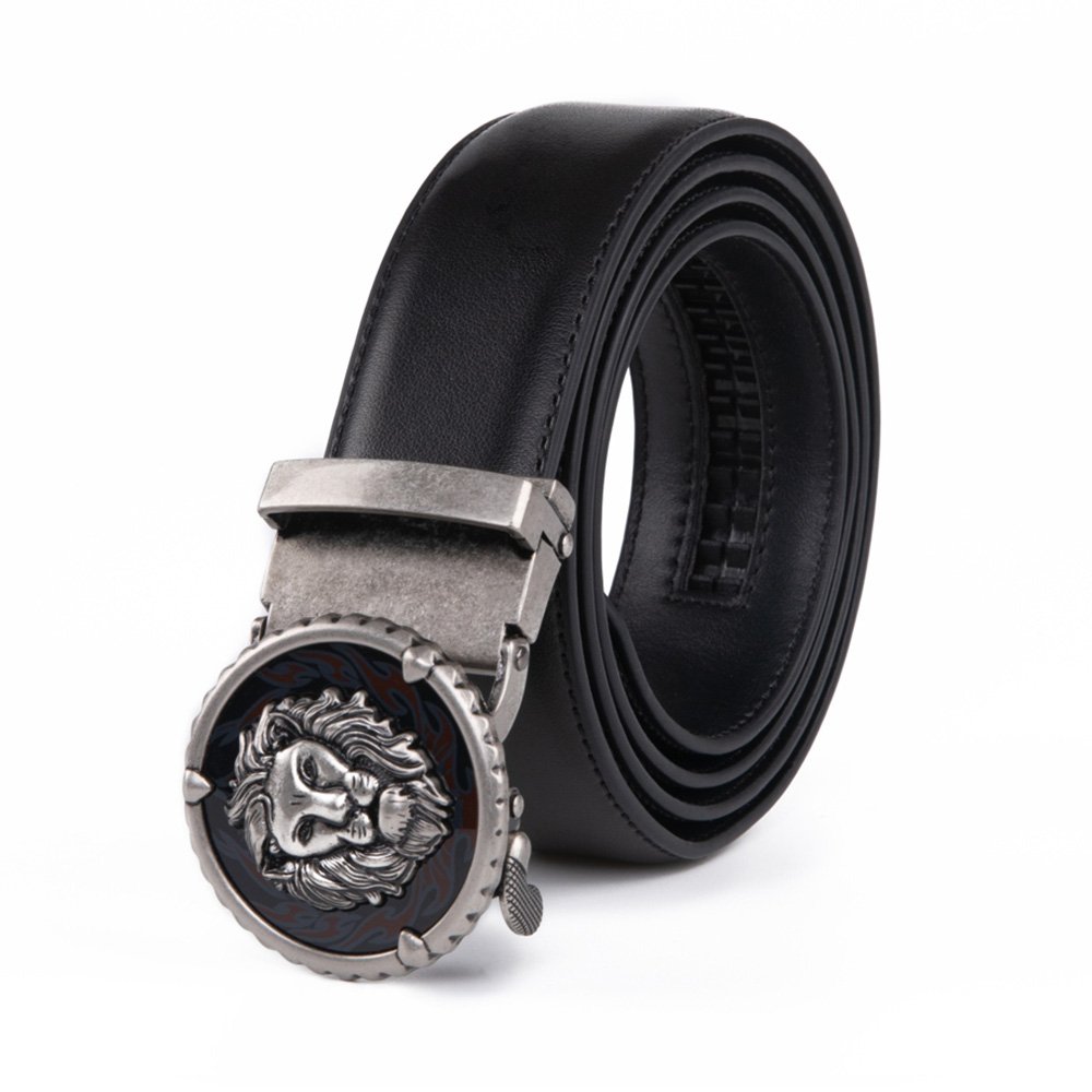 Black Lion Retro Western Automatic Mens Leather Belt