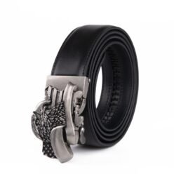 Big Eagle Automatic Buckle Ratchet Black Mens Leather Belt LA2083