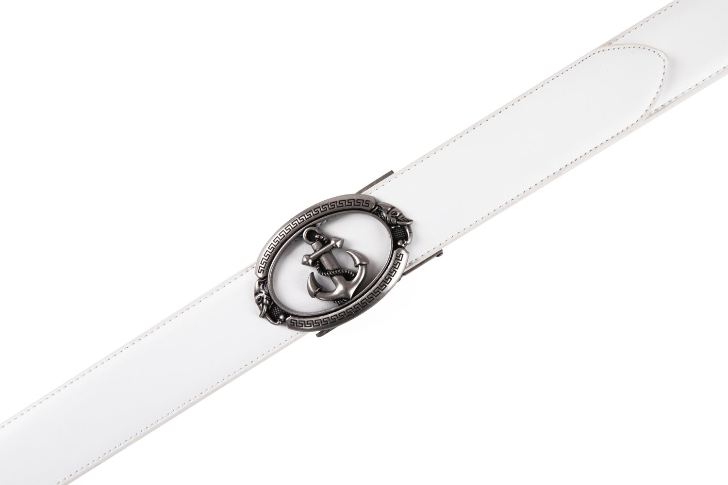 Black Anchor Automatic Buckle Ratchet Mens Leather Belt LA2084 - Image 14