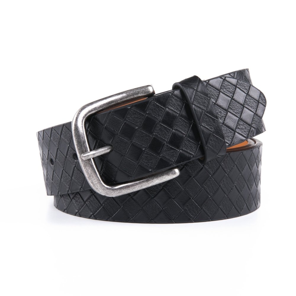 Vintage Antique Lattice Embossed PU Leather Mens Belts LA2086 - Image 4