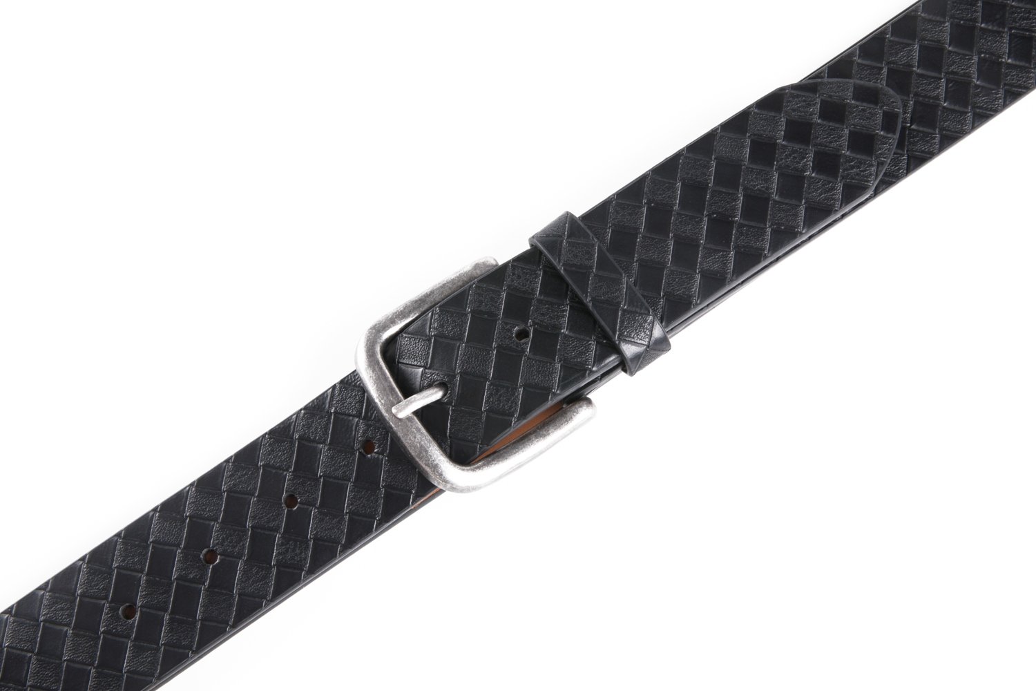 Vintage Antique Lattice Embossed PU Leather Mens Belts LA2086 - Image 6